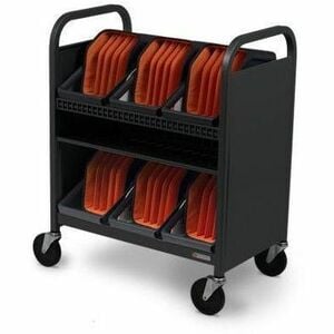 Bretford CUBE Transport Cart with Caddies - TVCT30CAD - 4 Casters - 5" Caster Size - Charcoal - For 30 Devices TVCT30CAD-CK - Image 3