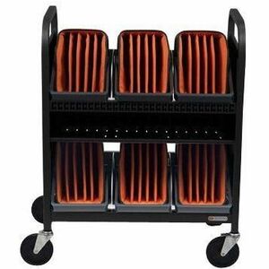 Bretford CUBE Transport Cart with Caddies - TVCT30CAD - 4 Casters - 5" Caster Size - Steel - Black - For 30 Devices TVCT30CAD-BP