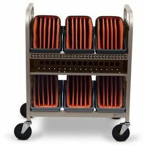 Bretford CUBE Transport Cart with Caddies - TVCT30CAD - 4 Casters - 5" Caster Size - Steel - Champagne, Gray - For 30 Devices TVCT30CAD-CH - Image 2
