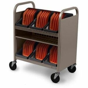 Bretford CUBE Transport Cart with Caddies - TVCT30CAD - 4 Casters - 5" Caster Size - Steel - Champagne, Gray - For 30 Devices TVCT30CAD-CH - Image 3