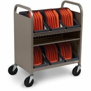 Bretford CUBE Transport Cart with Caddies - TVCT30CAD - 4 Casters - 5" Caster Size - Steel - Champagne, Gray - For 30 Devices TVCT30CAD-CH