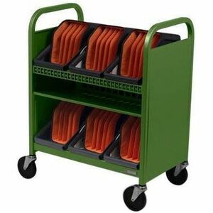 Bretford CUBE Transport Cart with Caddies - TVCT30CAD - 4 Casters - 5" Caster Size - Grass - For 30 Devices TVCT30CAD-GRA - Image 2