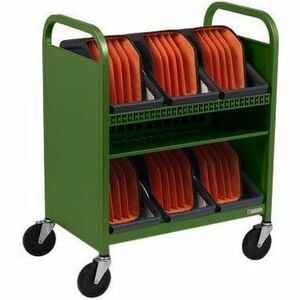 Bretford CUBE Transport Cart with Caddies - TVCT30CAD - 4 Casters - 5" Caster Size - Grass - For 30 Devices TVCT30CAD-GRA - Image 3