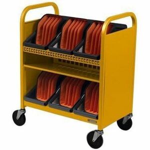 Bretford CUBE Transport Cart with Caddies - TVCT30CAD - 4 Casters - 5" Caster Size - Mustard - For 30 Devices TVCT30CAD-MUS