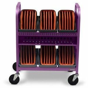 Bretford CUBE Transport Cart with Caddies - TVCT30CAD - 4 Casters - 5" Caster Size - Orchid - For 30 Devices TVCT30CAD-ORC