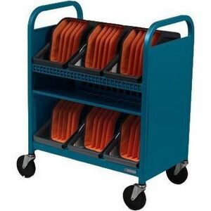 Bretford CUBE Transport Cart with Caddies - TVCT30CAD - 4 Casters - 5" Caster Size - Steel - Pacific Blue, Blue - For 30 Devices TVCT30CAD-PA - Image 2