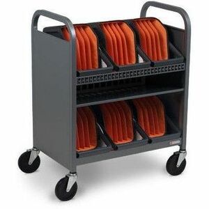 Bretford CUBE Transport Cart with Caddies - TVCT30CAD - 4 Casters - 5" Caster Size - Platinum - For 30 Devices TVCT30CAD-PM - Image 3