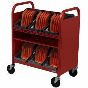 Bretford CUBE Transport Cart with Caddies - TVCT30CAD - 4 Casters - 5" Caster Size - Red - For 30 Devices TVCT30CAD-RED - Image 2