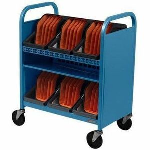 Bretford CUBE Transport Cart with Caddies - TVCT30CAD - 4 Casters - 5" Caster Size - Sky - For 30 Devices TVCT30CAD-SKY - Image 2