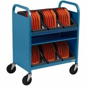 Bretford CUBE Transport Cart with Caddies - TVCT30CAD - 4 Casters - 5" Caster Size - Sky - For 30 Devices TVCT30CAD-SKY - Image 3