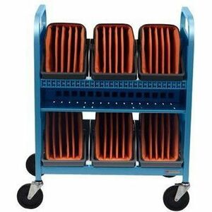 Bretford CUBE Transport Cart with Caddies - TVCT30CAD - 4 Casters - 5" Caster Size - Sky - For 30 Devices TVCT30CAD-SKY
