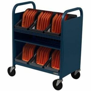 Bretford CUBE Transport Cart with Caddies - TVCT30CAD - 4 Casters - 5" Caster Size - Topaz - For 30 Devices TVCT30CAD-TZ