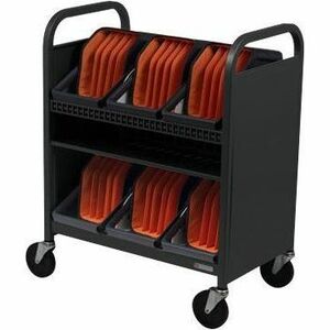 Bretford CUBE Transport Cart with Caddies - TVCT30CAD - 4 Casters - Steel - 26.50" Width x 19.50" Depth x 36" Height - For 30 Devices TVCT30CAD-90DCK
