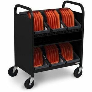 Bretford CUBE Transport Cart with Caddies - TVCT30CAD - 4 Casters - Steel - 26.50" Width x 19.50" Depth x 36" Height - Black Pumice - For 30 - TVCT30CAD-90DBP