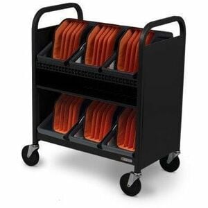 Bretford CUBE Transport Cart with Caddies - TVCT30CAD - 4 Casters - Steel - 26.50" Width x 19.50" Depth x 36" Height - For 30 Devices TVCT30CAD-90DCH - Image 2