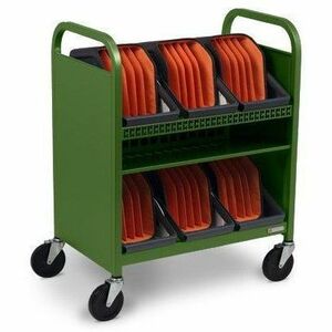 Bretford CUBE Transport Cart with Caddies - TVCT30CAD - 4 Casters - 5" Caster Size - Grass TVCT30CAD-90DGRA
