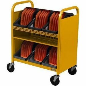 Bretford CUBE Transport Cart with Caddies - TVCT30CAD - 4 Casters - Steel - 26.50" Width x 19.50" Depth x 36" Height - For 30 Devices TVCT30CAD-90DMUS