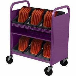 Bretford CUBE Transport Cart with Caddies - TVCT30CAD - 4 Casters - Steel - 26.50" Width x 19.50" Depth x 36" Height - For 30 Devices TVCT30CAD-90DORC