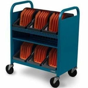 Bretford CUBE Transport Cart with Caddies - TVCT30CAD - 4 Casters - Steel - 26.50" Width x 19.50" Depth x 36" Height - Sky - For 30 Devices - TVCT30CAD-90DSKY