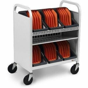 Bretford CUBE Transport Cart with Caddies - TVCT30CAD - 4 Casters - Steel - 26.50" Width x 19.50" Depth x 36" Height - For 30 Devices TVCT30CAD-90DTAG
