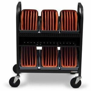 Bretford CUBE Transport Cart with Caddies - TVCT30CAD - 4 Casters - Steel - 26.50" Width x 19.50" Depth x 36" Height - For 30 Devices TVCT30CAD-90DTZ - Image 2