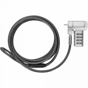 Targus DEFCON Ultimate Universal Serialized Combination Lock - 6.50 ft Cable - 4-digit - Patented T-bar/Combination Lock - Silver, Black - Galvanized Steel, Metal - For Docking Station, - ASP96GLX-25S