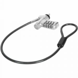 Targus DEFCON Ultimate Universal Serialized Dual Head Converter Combination Lock - 1 ft Cable - 4-digit - Patented T-bar/Combination Lock - Silver - Galvanized Steel - For Notebook, - ASP96DGLX-25S