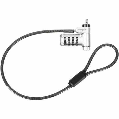 Targus DEFCON Ultimate Universal Serialized Dual Head Converter Combination Lock - 1 ft Cable - 4-digit - Patented T-bar/Combination Lock - Silver - Galvanized Steel - For Notebook, - ASP96DGLX-25S - Image 5