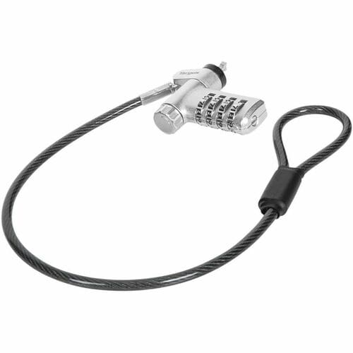 Targus DEFCON Ultimate Universal Serialized Dual Head Converter Combination Lock - 1 ft Cable - 4-digit - Patented T-bar/Combination Lock - Silver - Galvanized Steel - For Notebook, - ASP96DGLX-25S