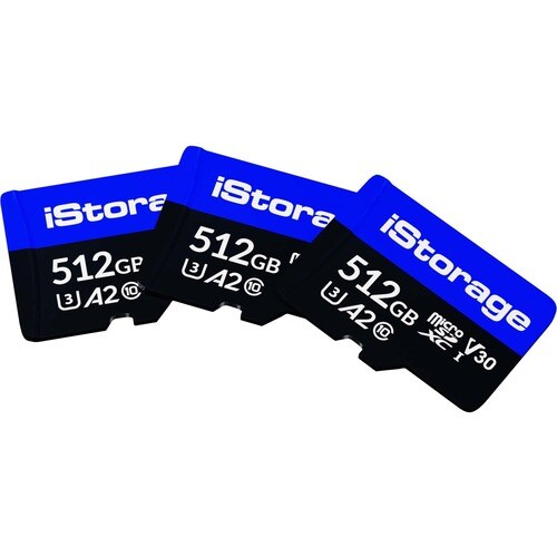 3 PACK iStorage microSD Card 512GB | Encrypt data stored on iStorage microSD Cards using datAshur SD USB flash drive | Compatible with datAshur SD drives only - - IS-MSD-3-512