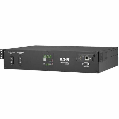 Eaton Tripp Lite Series 5.8kW 208/240V Single-Phase ATS/Monitored PDU - 16 C13, 2 C19 & 1 L6-30R Outlets, Dual L6-30P Inputs, 10 ft. Cords, 2U, TAA - Monitored - PDUMNH30HVAT2 - Image 3