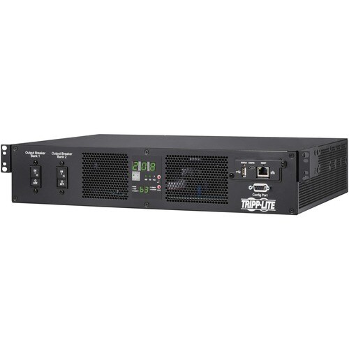 Eaton Tripp Lite Series 7.4kW 200-240V Single-Phase ATS/Monitored PDU - 16 C13 & 2 C19 Outlets, Dual IEC 309 32A Blue Inputs, 3 m Cords, 2U, TAA - - PDUMNH32HVAT2 - Image 4