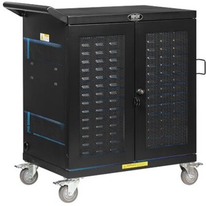Eaton Tripp Lite Series Safe-IT UV Locking Storage Cart for Mobile Devices and AV Equipment, Black - 2 Shelf - Reversible Handle - 249.12 lb Capacity - Steel - CSCSTORAGE2UVC