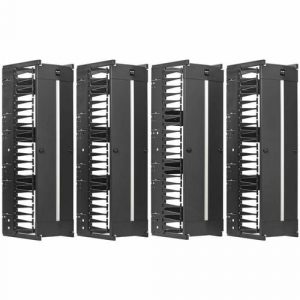 Eaton Tripp Lite Series High-Capacity Vertical Cable Manager - Deep Double Finger Duct with Cover, Double Sided, 12 in. Wide, Black, 7 ft. (2.2 m) - Finger Duct - SRCABLEVRT12HD2