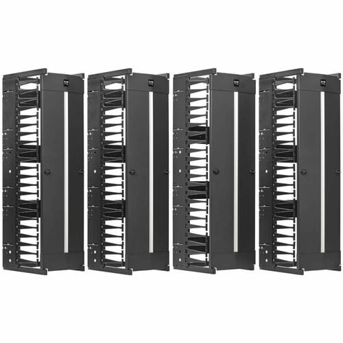 Eaton Tripp Lite Series High-Capacity Vertical Cable Manager - Deep Double Finger Duct with Cover, Double Sided, 12 in. Wide, Black, 7 ft. (2.2 m) - Finger Duct - SRCABLEVRT12HD2
