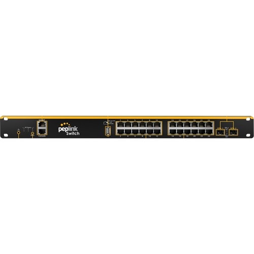Pepwave SD Ethernet Switch - 24 Ports - Manageable - Gigabit Ethernet, 10 Gigabit Ethernet - 10/100/1000Base-T, 10GBase-X - 3 Layer Supported - Modular - 50 W Power - PSW-24-250W-RUG - Image 3