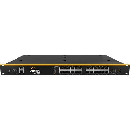 Pepwave SD Ethernet Switch - 24 Ports - Manageable - Gigabit Ethernet, 10 Gigabit Ethernet - 10/100/1000Base-T, 10GBase-X - 3 Layer Supported - Modular - 50 W Power - PSW-24-250W-RUG