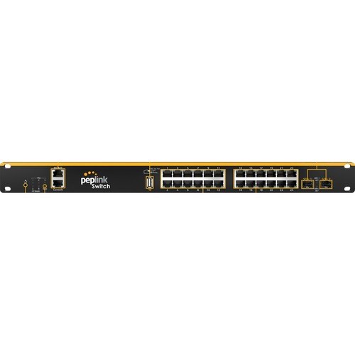 Peplink SD Ethernet Switch - 24 Ports - Manageable - Gigabit Ethernet, 10 Gigabit Ethernet - 10/100/1000Base-T, 10GBase-X - 3 Layer Supported - Modular - 50 W Power - PSW-24-850W - Image 2