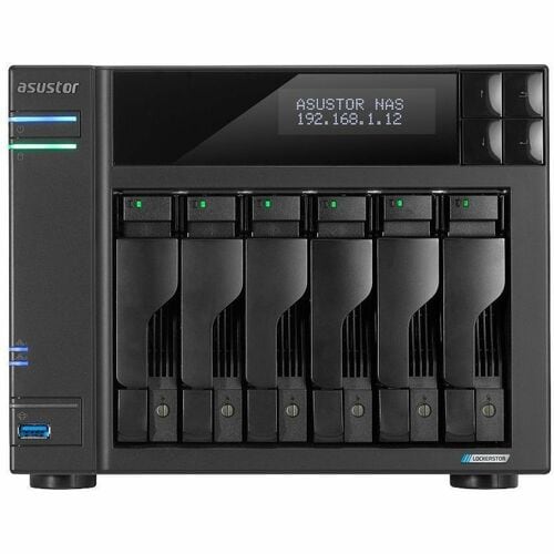 Asustor Lockerstor 6 Gen2 AS6706T - 6 Bay NAS, Quad-Core 2.0 GHz CPU, 4X M.2 NVMe Slots, Dual 2.5GbE, Upgradable to 10GbE, 8GB DDR4 RAM, Content Creation Network - AS6706T