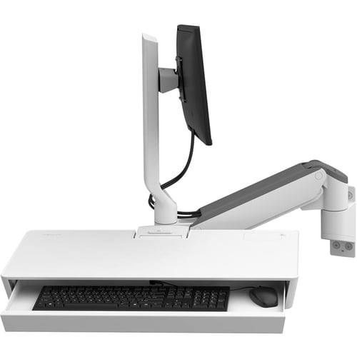Ergotron CareFit Mounting Arm for Keyboard, Monitor, LCD Monitor - White - Height Adjustable - 27" Screen Support - 22 lb Load Capacity - 100 x 100, 75 - 45-622-251 - Image 2