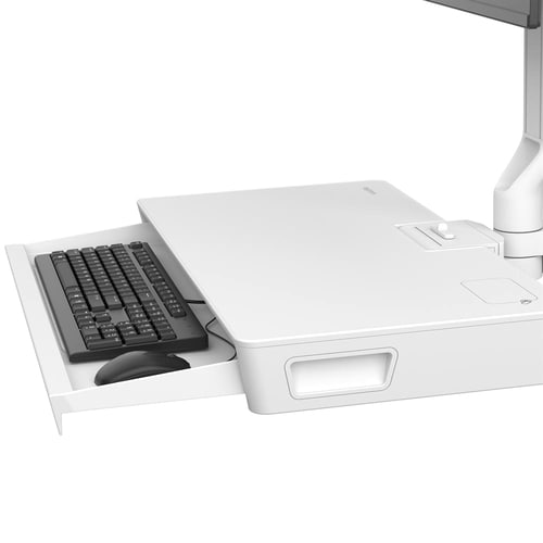Ergotron CareFit Mounting Arm for Keyboard, Monitor, LCD Monitor - White - Height Adjustable - 27" Screen Support - 22 lb Load Capacity - 100 x 100, 75 - 45-622-251 - Image 4