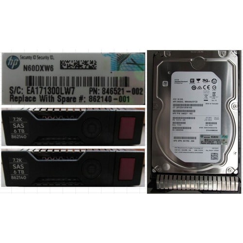 HP 6TB 7.2K 12G SAS LFF SC DS HDD 861754-B21 - 862140-001