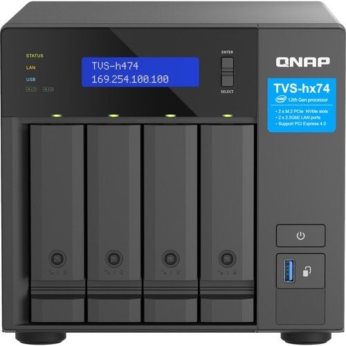 QNAP TVS-h474-PT-8G SAN/NAS Storage System - 1 x Intel Pentium Gold G7400 Dual-core (2 Core) 3.70 GHz - 4 x HDD Supported - 0 x HDD Installed - - TVS-H474-PT-8G-US - Image 2