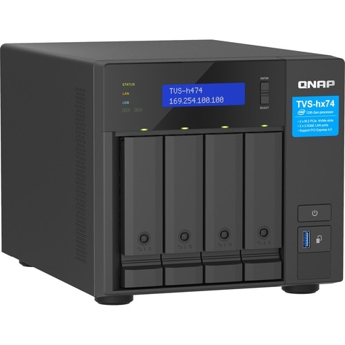 QNAP TVS-h474-PT-8G SAN/NAS Storage System - 1 x Intel Pentium Gold G7400 Dual-core (2 Core) 3.70 GHz - 4 x HDD Supported - 0 x HDD Installed - - TVS-H474-PT-8G-US