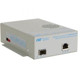 Omnitron Systems OmniConverter 10GPoE+/S 9191-0-11-2W Transceiver/Media Converter - Network (RJ-45) - 1x PoE+ (RJ-45) Ports - 10 Gigabit Ethernet - 10/100/1000Base-T, 2.5GBase-T, 5GBase-T, 10GBase-T, 10GBase-X, 1000Base-X - 1.0 - 9191-0-11-2W