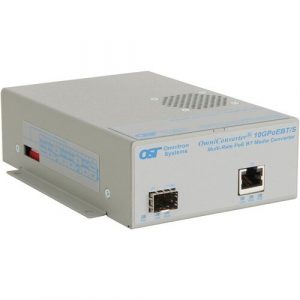 Omnitron Systems OmniConverter 10GPoEBT/S 9194-0-11-1 Transceiver/Media Converter - Network (RJ-45) - 1 x 60W PoE (RJ-45) Ports - 10 Gigabit Ethernet - 10/100/1000Base-T, 2.5GBase-T, 5GBase-T, 10GBase-T, 10GBase-X, 1000Base-X - 9194B-0-11-1