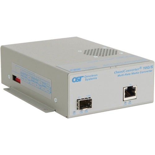 Omnitron Systems OmniConverter 10G/S 9190-0-11-1 Transceiver/Media Converter - 1 x Network (RJ-45) - 10 Gigabit Ethernet - 10/100/1000Base-T, 2.5GBase-T, 5GBase-T, 10GBase-T, 10GBase-X, 1000Base-X - 1.0 x Expansion Slots - 9190-0-11-1