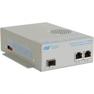 Omnitron Systems OmniConverter 10G/S 9190-0-12-1W Transceiver/Media Converter - 2 x Network (RJ-45) - 10 Gigabit Ethernet - 10/100/1000Base-T, 2.5GBase-T, 5GBase-T, 10GBase-T, 10GBase-X, 1000Base-X - 1.0 x Expansion Slots - 9190-0-12-1W