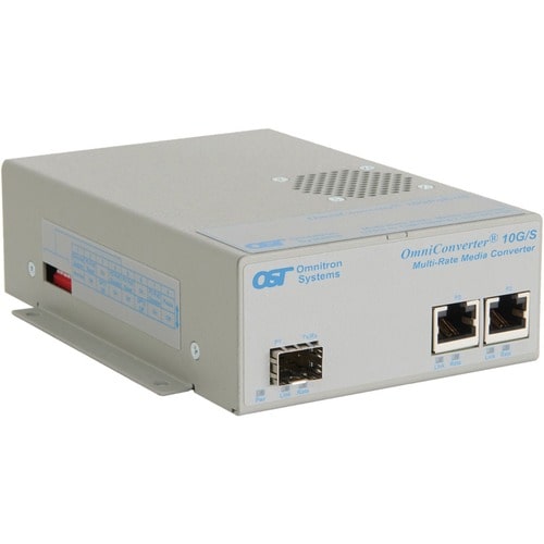 Omnitron Systems OmniConverter 10G/S 9190-0-12-2W Transceiver/Media Converter - 2 x Network (RJ-45) - 10 Gigabit Ethernet - 10/100/1000Base-T, 2.5GBase-T, 5GBase-T, 10GBase-T, 10GBase-X, 1000Base-X - 1.0 x Expansion Slots - 9190-0-12-2W