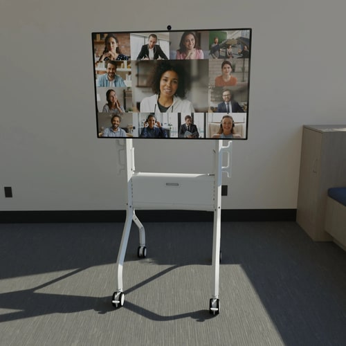 Chief Voyager Manual height Adjustable AV Mobile Cart - For 50-85 Inch Displays - Mobile TV Cart - White - 175.05 lb Capacity - 4 Casters - Wood - LSCUW - Image 10